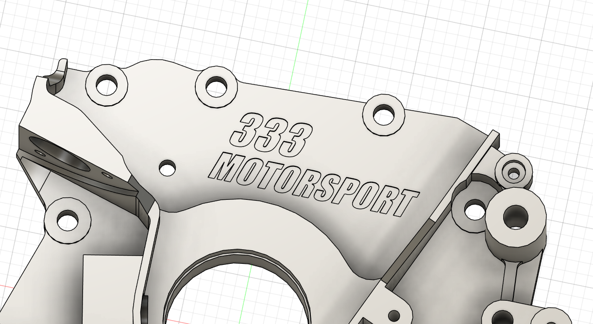 CAD design of a 333 Motorsport billet engine cover