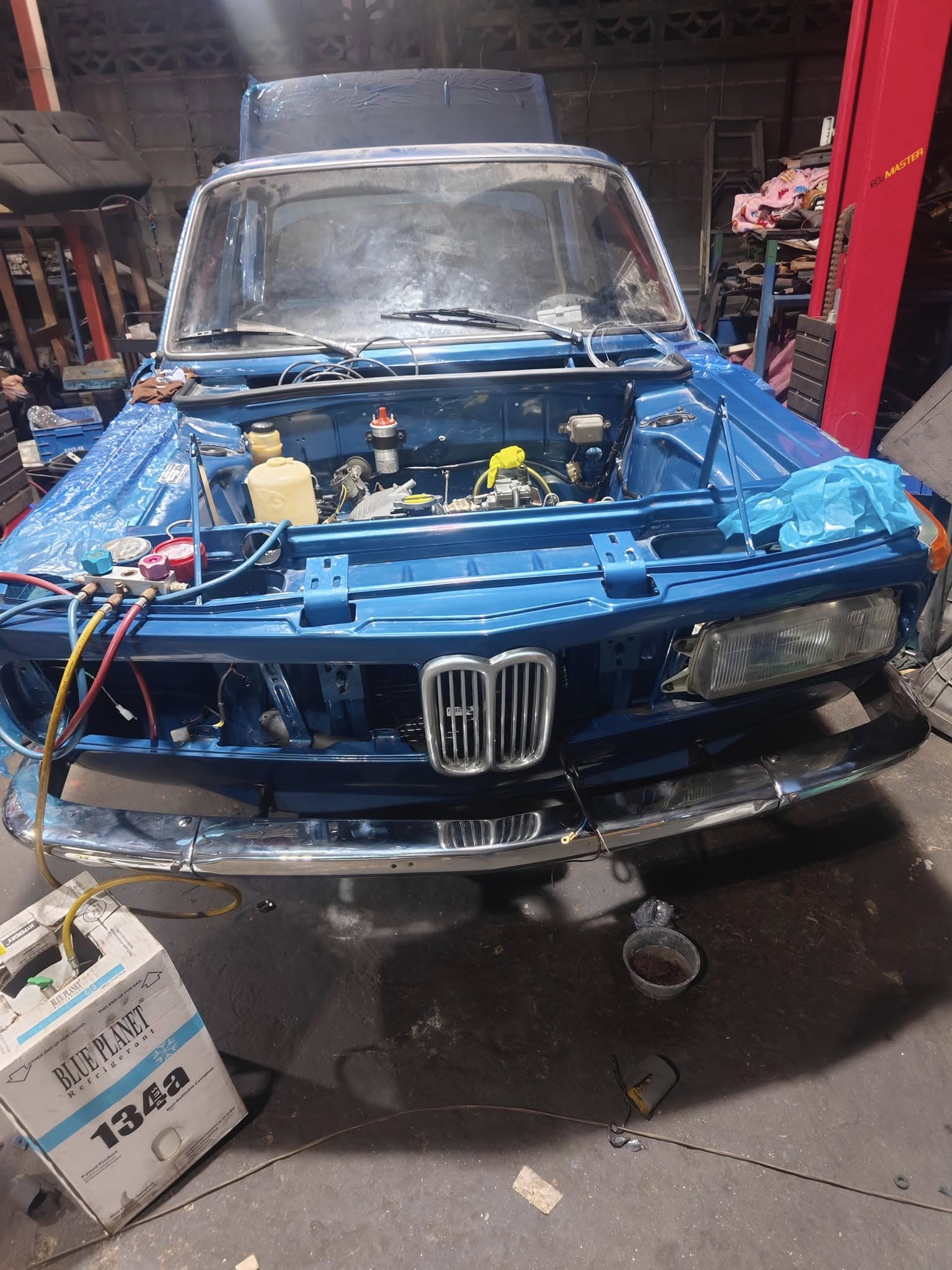 Classic BMW with engine and A/C work in progress