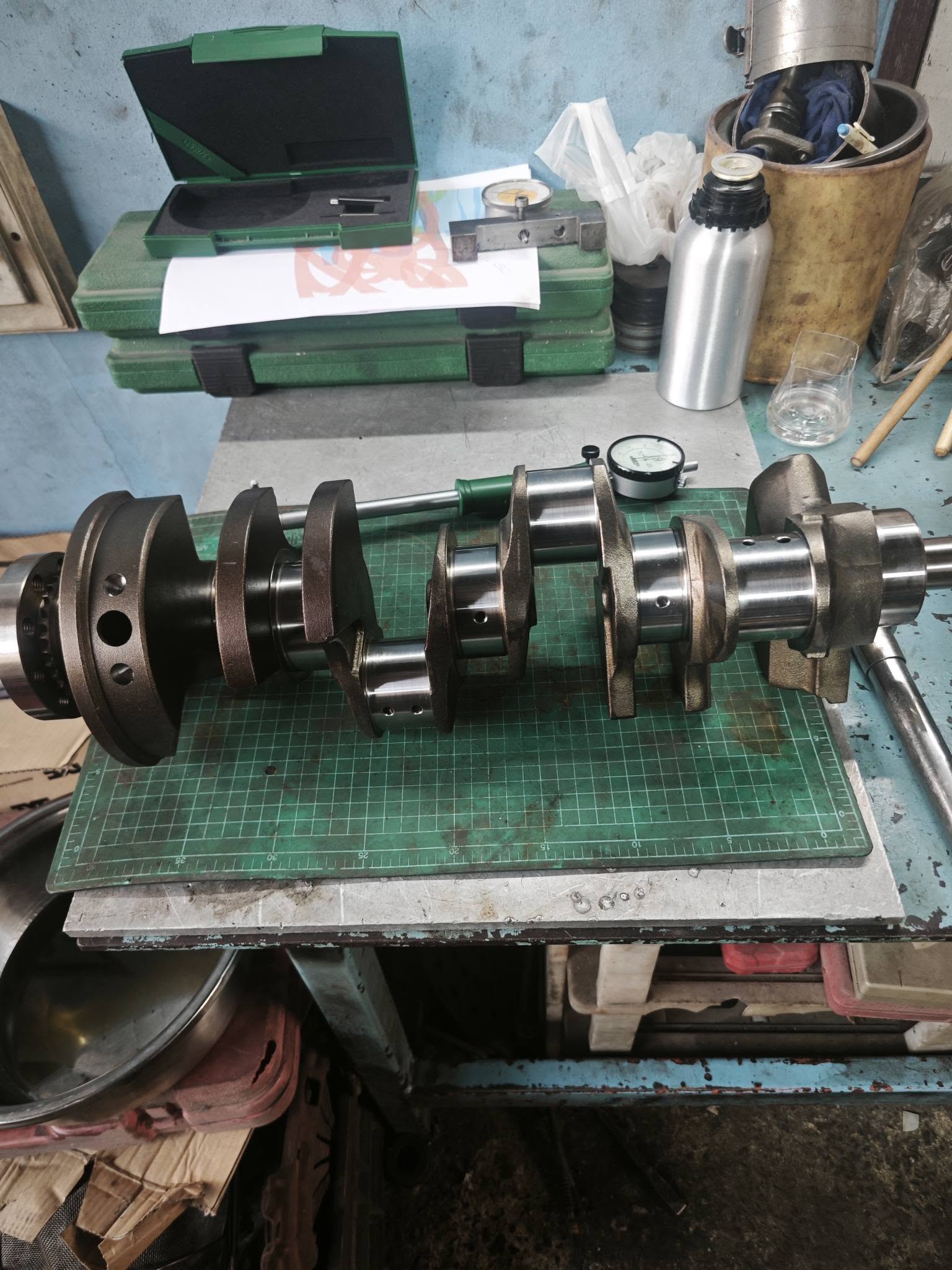 Crankshaft inspected on the bench
